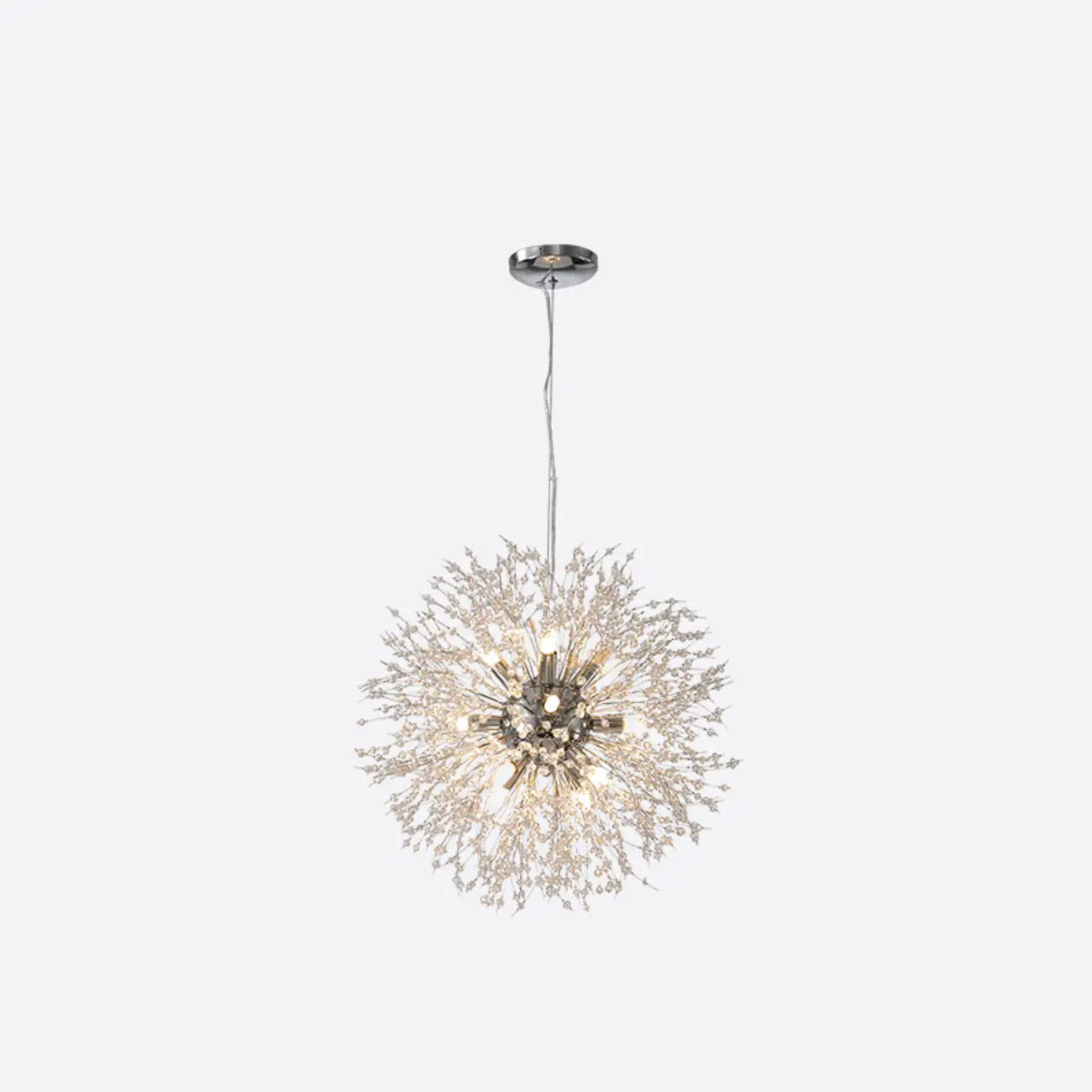 Modern Crystal Globe Chandelier with Starburst Design