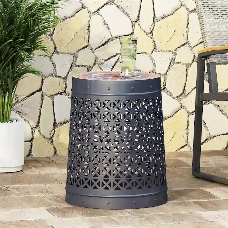Lace Cut Metal Side Table