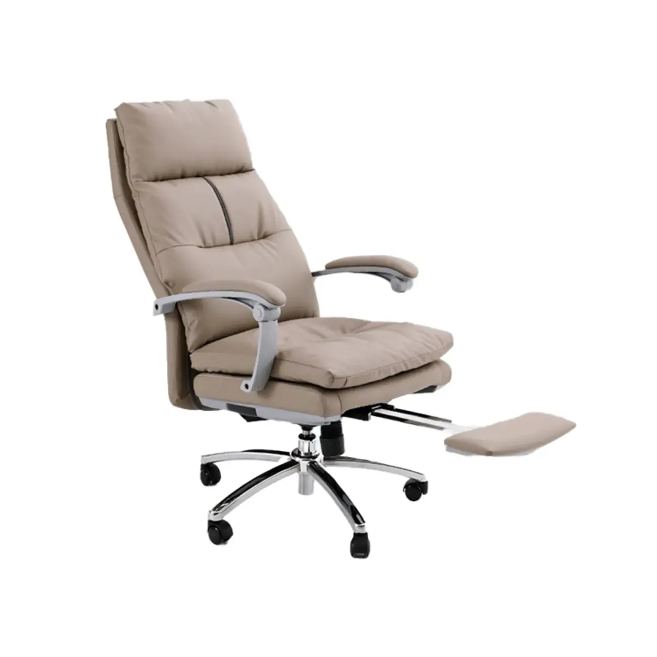 Upholstered Brown Leather Adjustable Swivel Office Chair