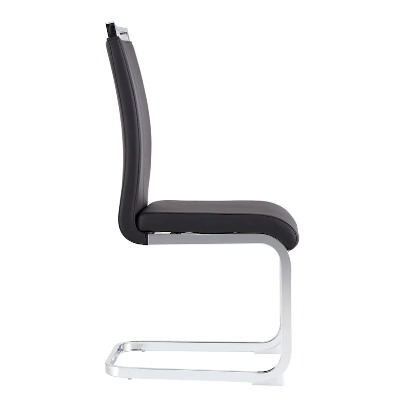 Dining Chair with C-shaped Chrome Metal Legs(Set of 4)