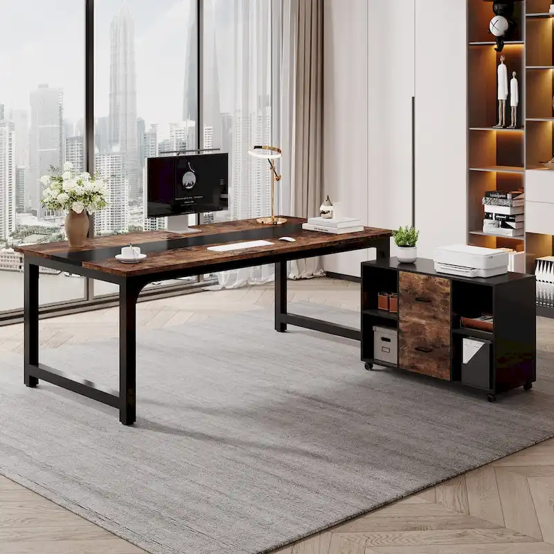 63 Executive Desk with 40 Lateral File Drawer Cabinet Set for Home Office