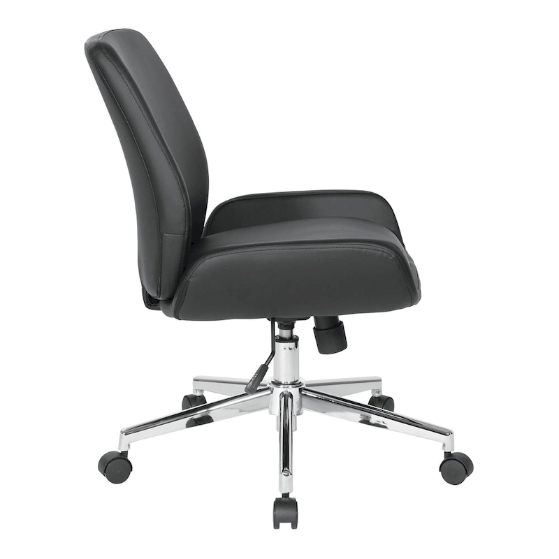 Office Chair with Faux Leather and Chrome Finish Base