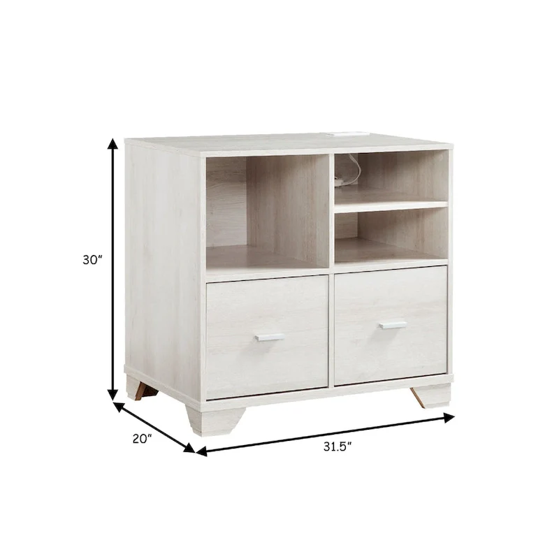 31 Inch File Cabinet Printer Stand Table with 2 Drawers, Oak White