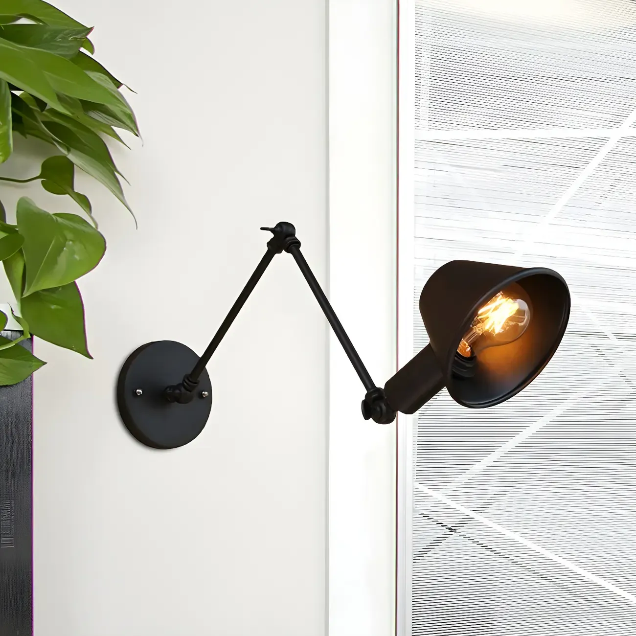 Adjustable Industrial Black  Swing Arm LED Wall Sconce