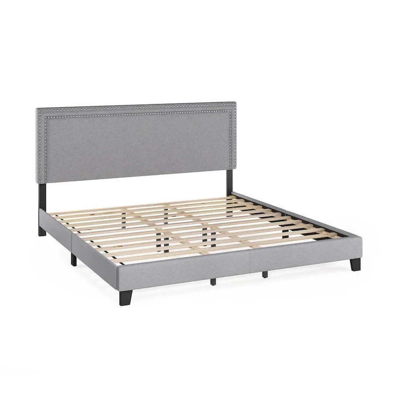 Furinno Laval Double Row Nailhead Bed Frame