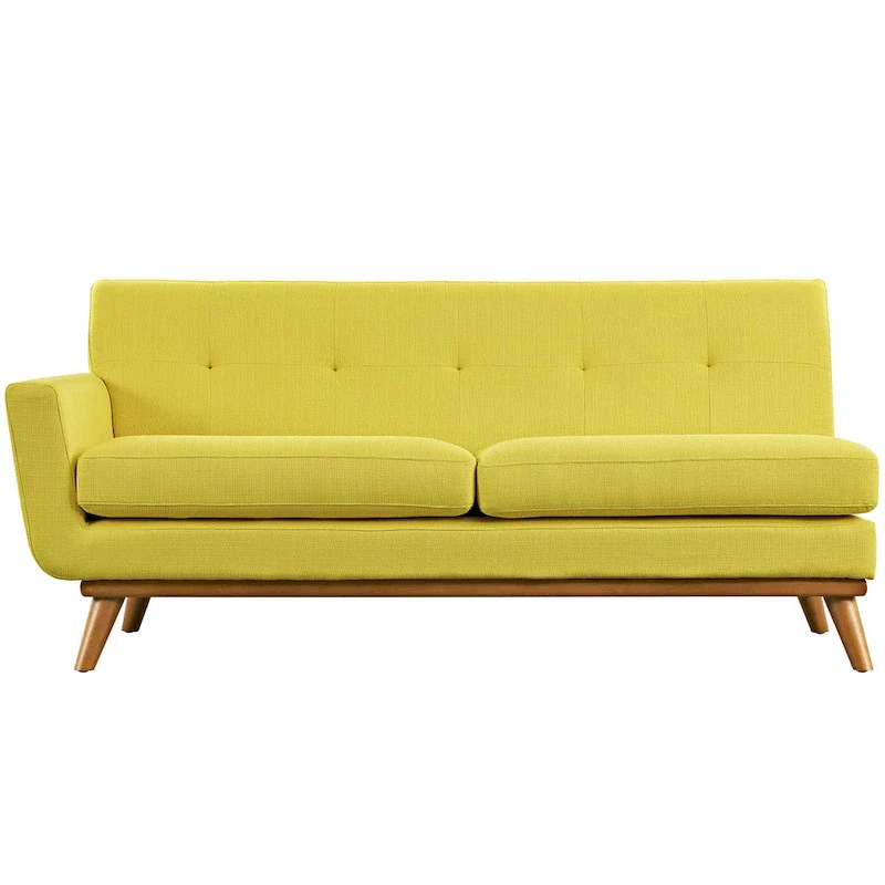 Engage Mid-century Modern Upholstered Fabric Left-arm Loveseat, Azure