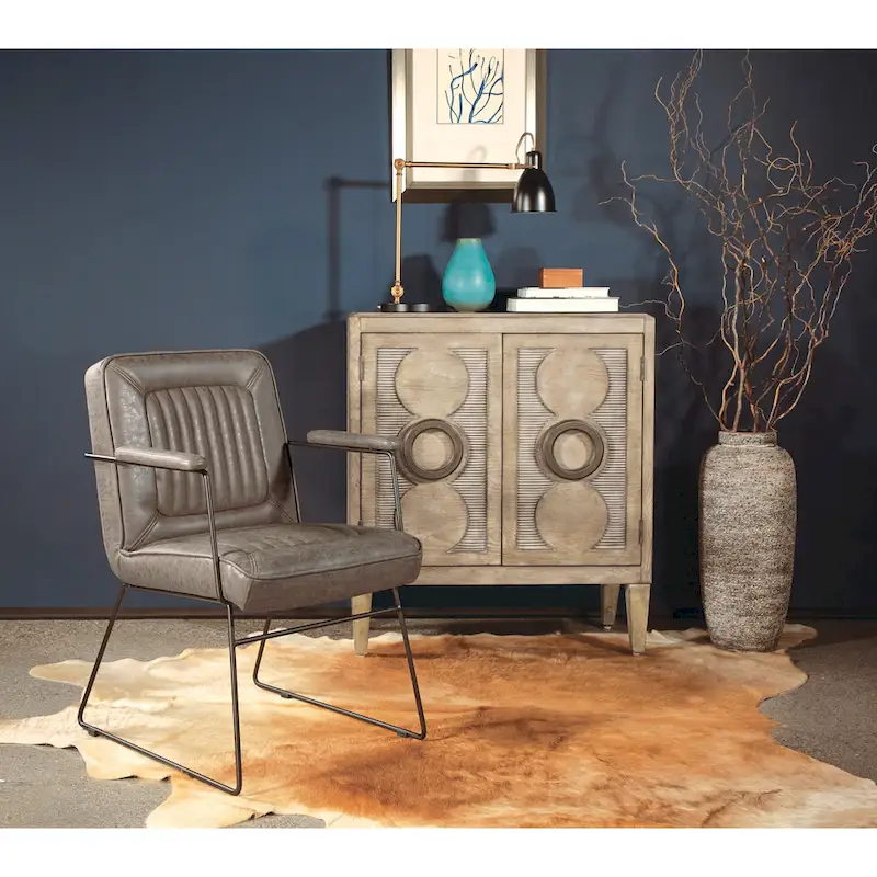 Teigen Faux Leather Chair with Sled Base