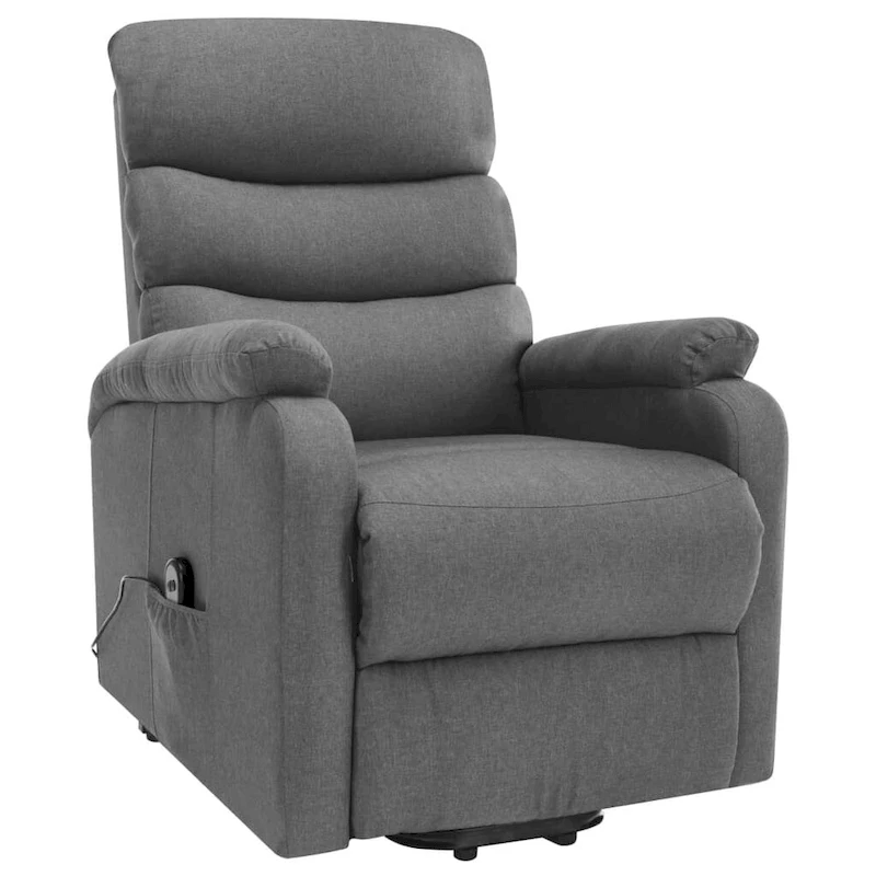 vidaXL Power Lift Massage Recliner Light Gray Fabric - 28.7 x 35.6 x 40.4