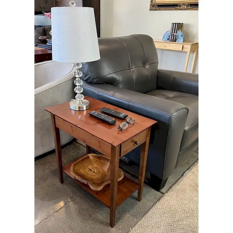 Solid Bamboo Recliner Table with Drawer