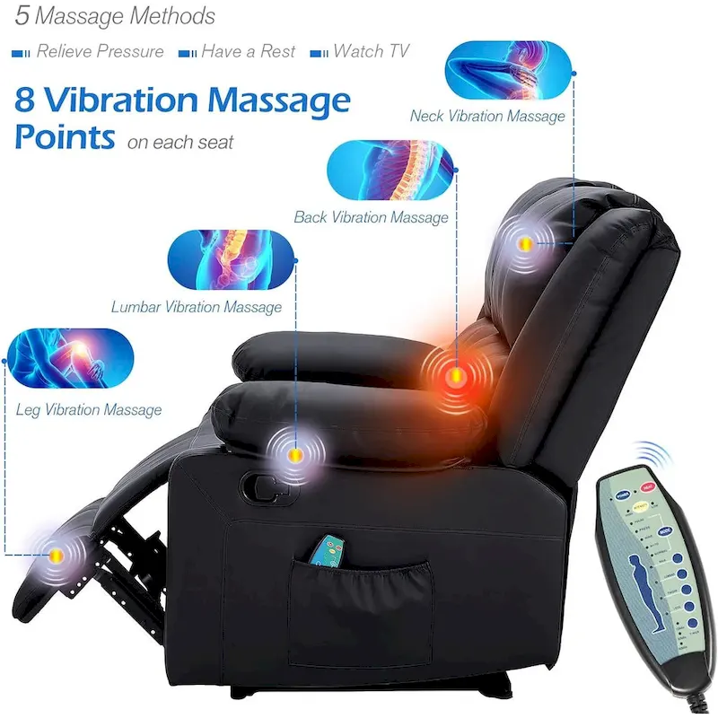 AECOJOY 2-Seater Recliner Loveseat with Heat and Massage Function