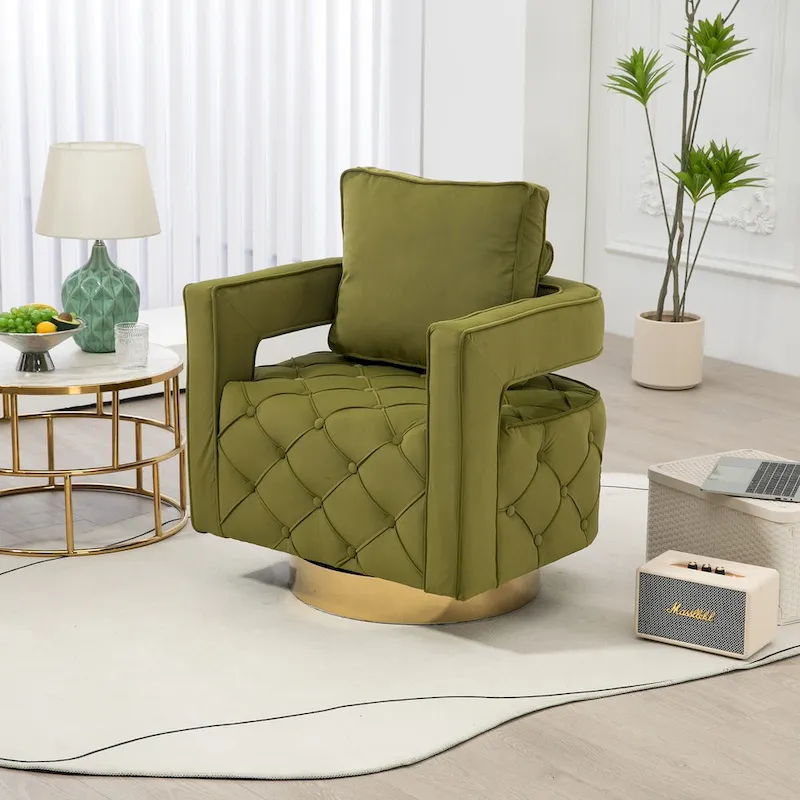 Fabric pull buckle living room rotating leisure chair, reception and negotiation chair