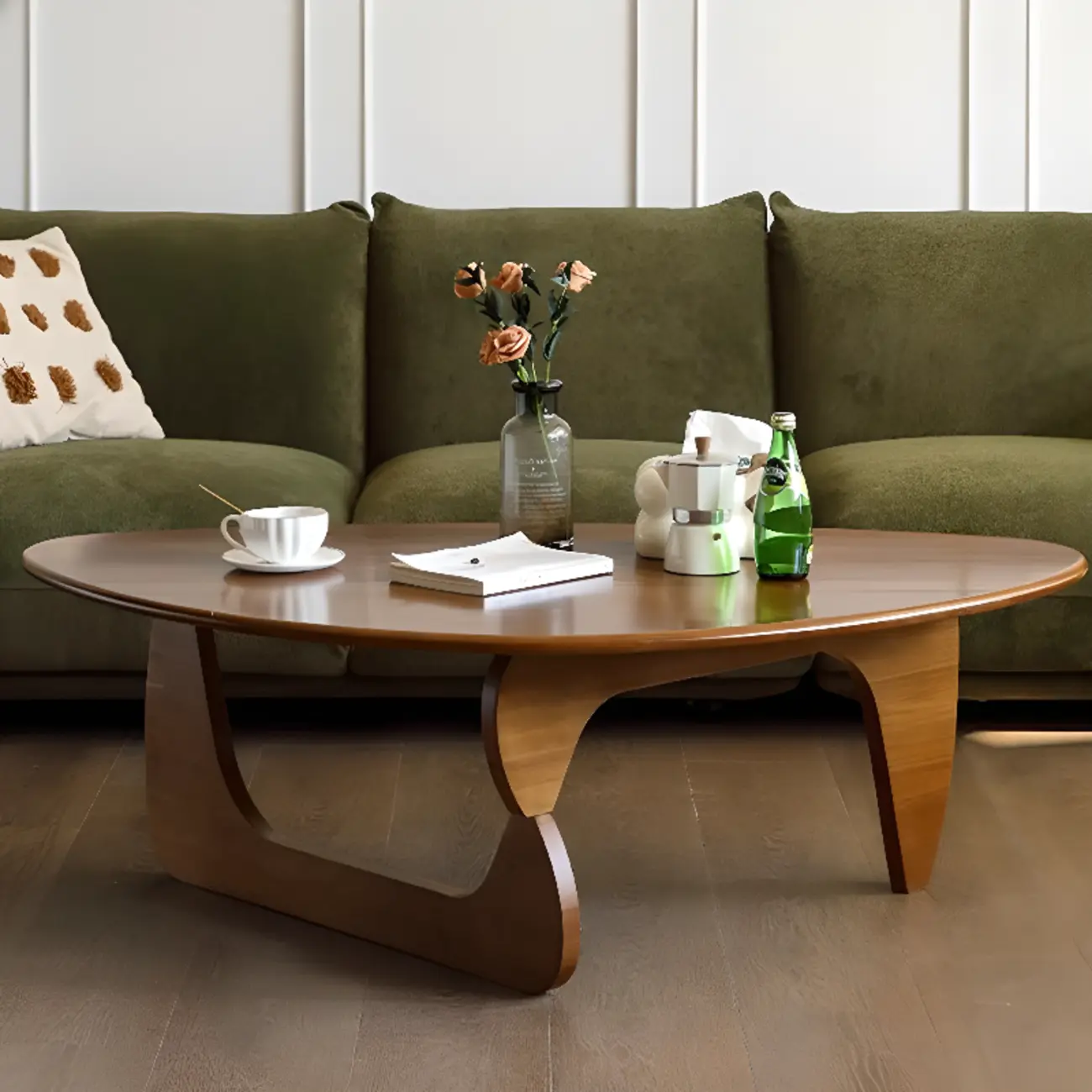 Modern Abstract Wood Triangular Coffee Table