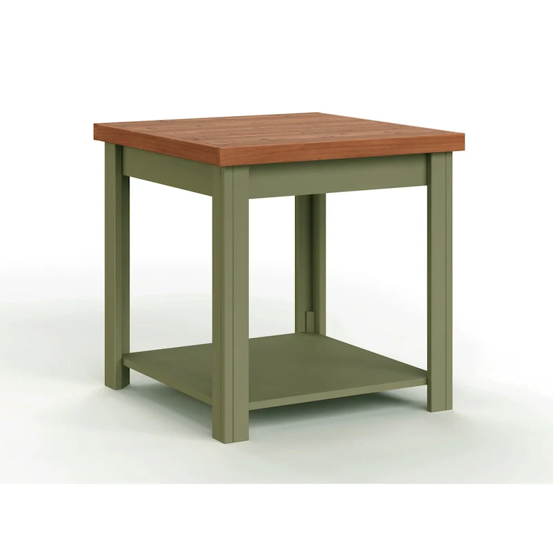 Modern Farmhouse Style 24-Inch Side Table — No Assembly Required, Two-Tone Finish