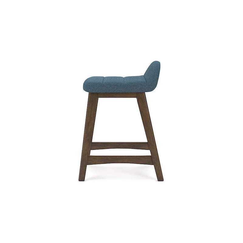 Counter Height Bar Stool, Set of 2, Mid-Century, Polyester, Foam Cushion, Hardwood Frame, Seats 2, Charcoal/Teal/Grey/Yellow