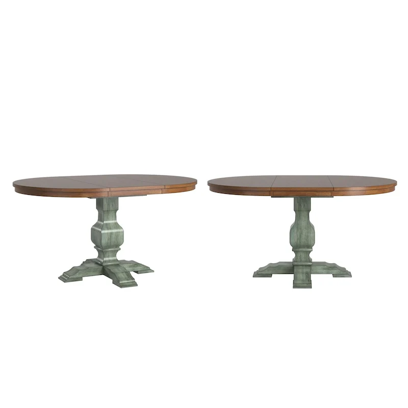 Ronda Two-Tone Oval Solid Wood Top Extending Dining Table