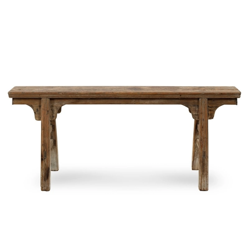 Artissance Vintage Noodle Bench with Front Panel, Weathered Natural Wood Finish (Size & Finish Vary) - 57W x 6.2L x 22H