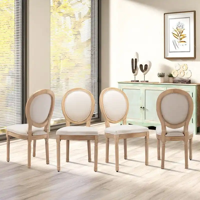 French Chair Dining Chair Solid Wood with Nailhead Trim Set of 2