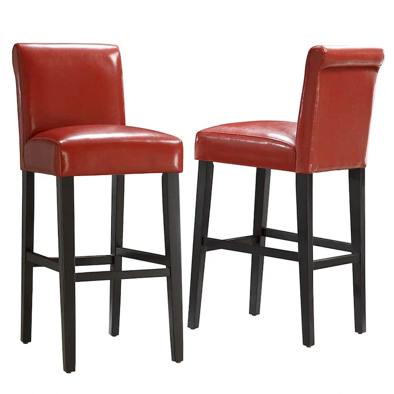 Bennett Red Faux Leather High Back Bar Stools (Set of 2) by