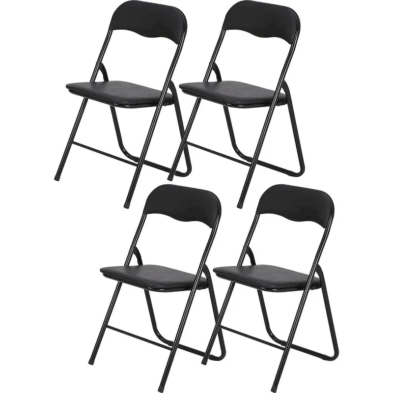 4 Folding Chairs with Cushion, with Non-Slip Feet Pads