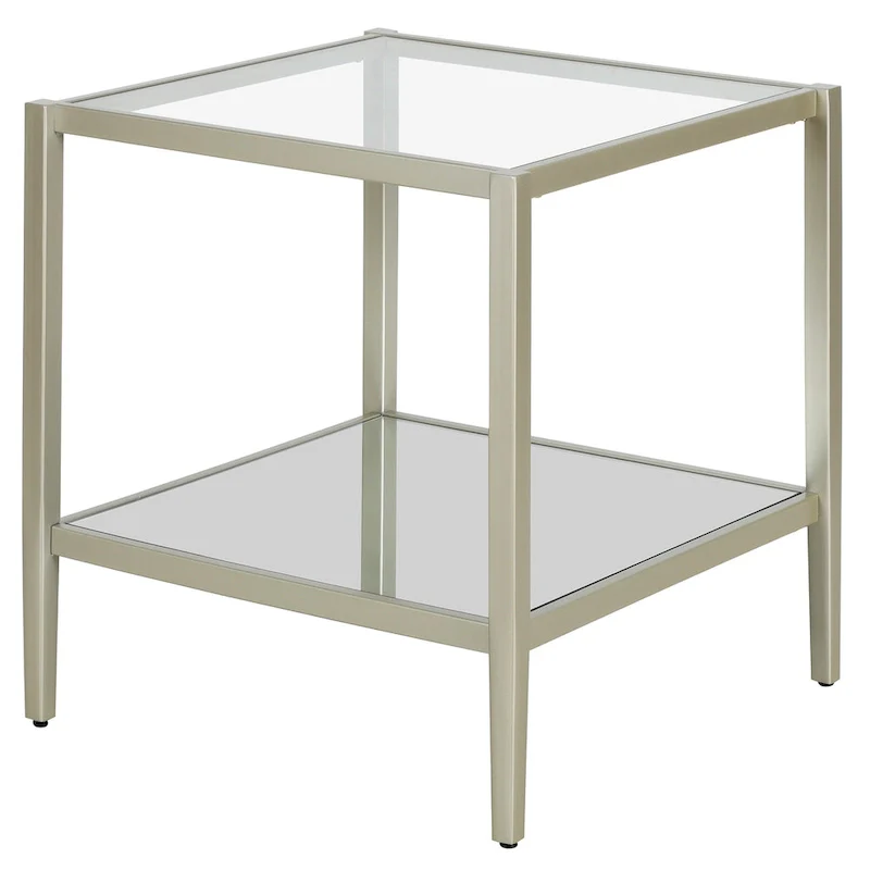 Hera 20 Wide Square Side Table with Clear Shelf