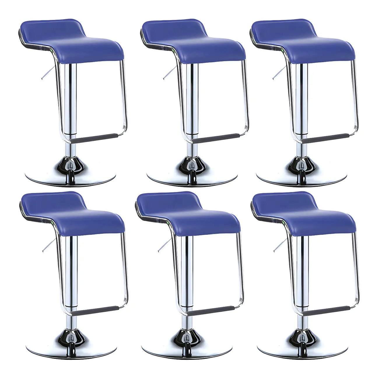 Modern Pedestal Swivel Bar Stool Adjustable Height Low Back Faux Leather