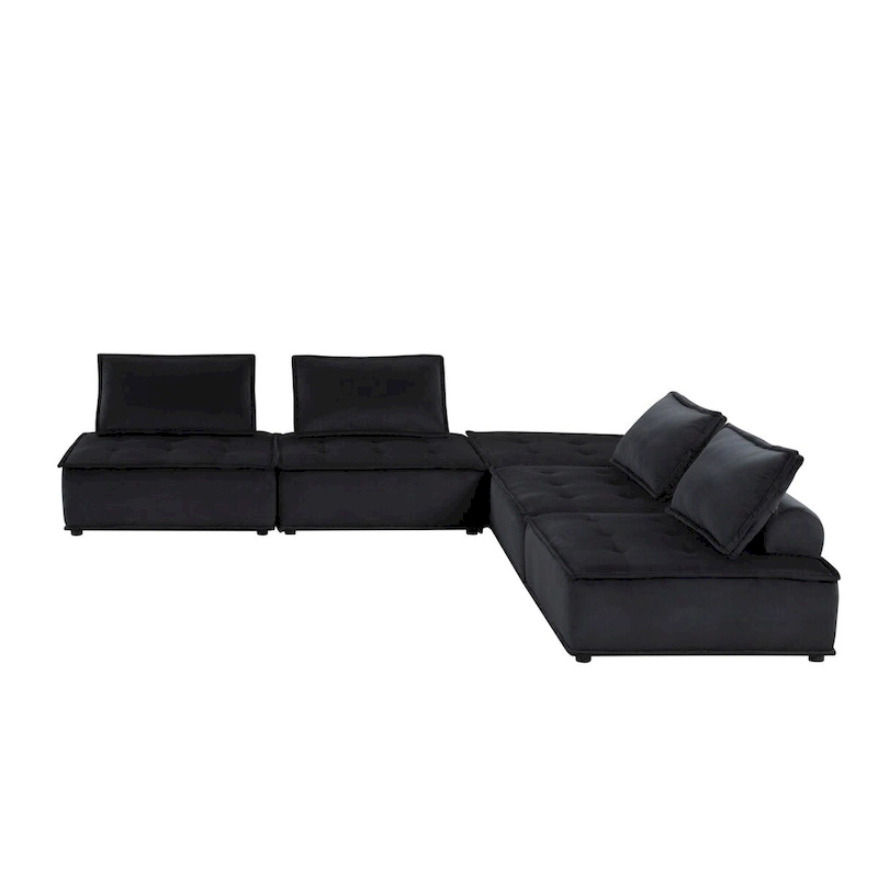 Velvet 5-Person Combination Sofa with Ottoman
