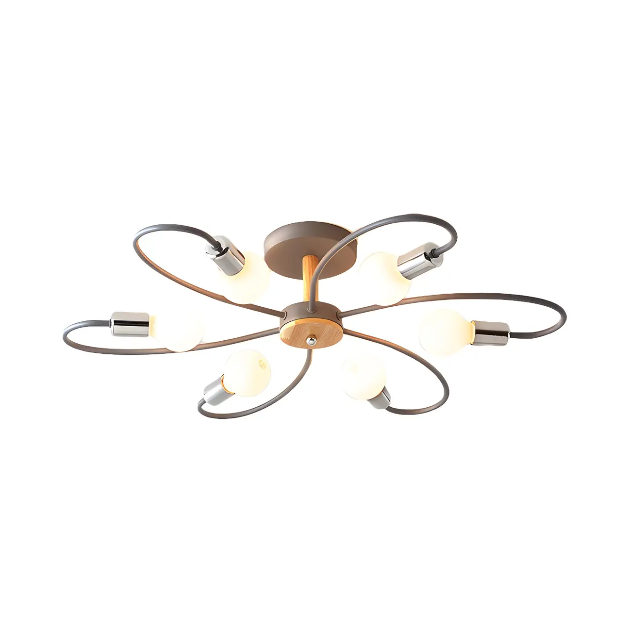 Modern Green Curved Sputnik Semi Flush Mount Ceiling Light