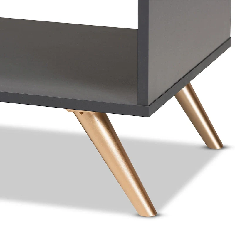 Kelson Modern Dark Grey and Gold Finished Wood Coffee Table