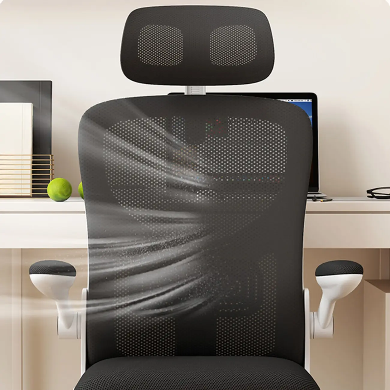 Ergonomic Black White Mesh Adjustable Office Chair