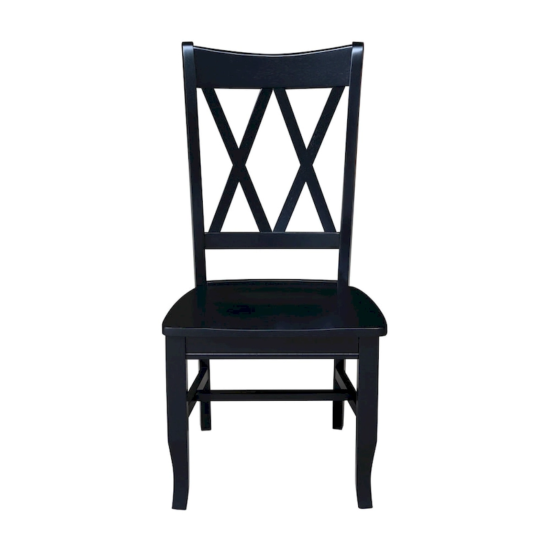 Double X-Back Solid Wood Chairs - Set of Two