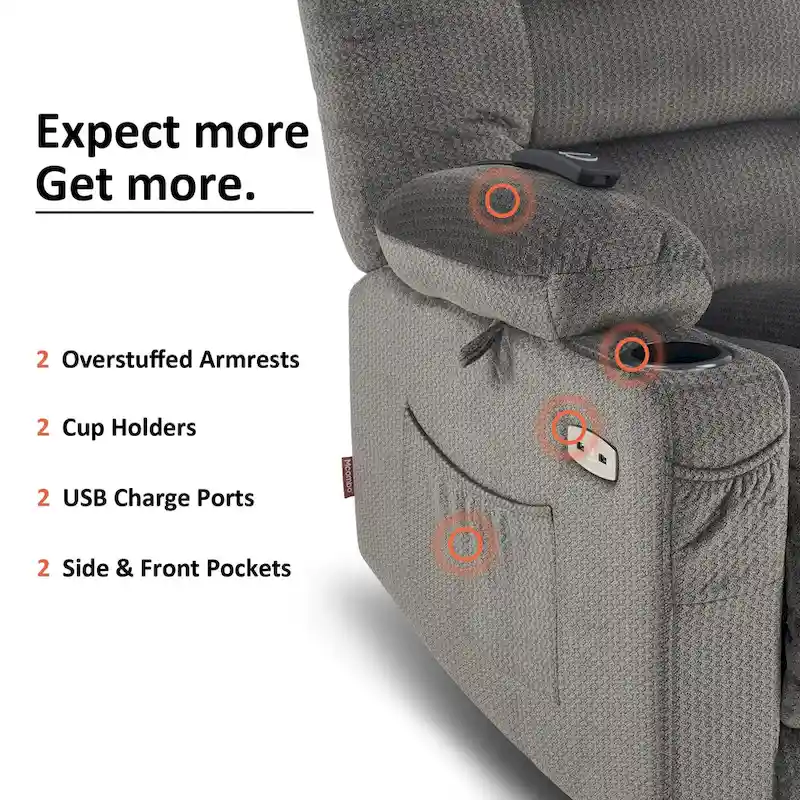 MCombo Electric Power Recliner Chair with Heat and Massage, Fabric 6079/PR670