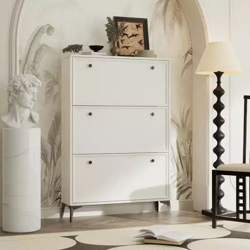 MAYEERTY Shoe Racks with 3 Flip Drawera Entrance Shoe Cabinet Hidden Shoe Cabinet with Independent Legs