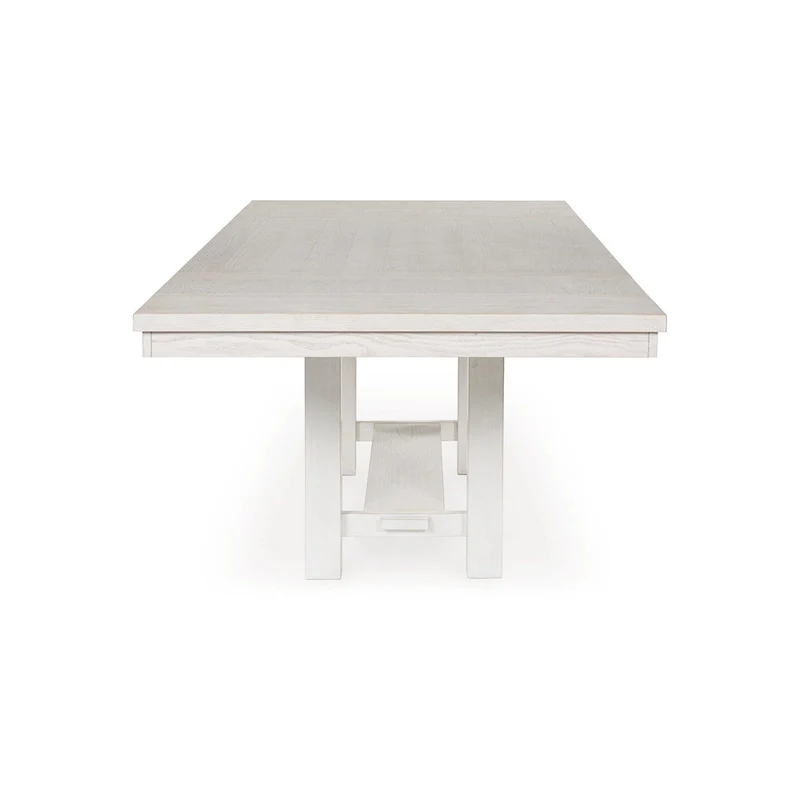 Extendable Dining Table with 2 Extension Leaves, White Wood, 62-86 Inch