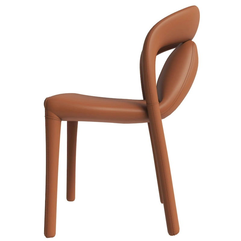 Solace Modern Dining Chair in Upholstered Leather with Steel Frame & Legs by LeisureMod