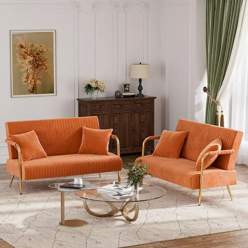 Ouyessir Upholstered Loveseat, Tufted Back Couch, Accent Armchair with 2 Pillows