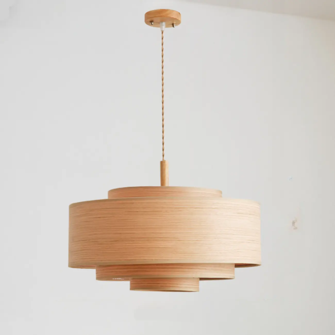 3 Tiers Solid Wood Pendant Lighting Adjustable Height