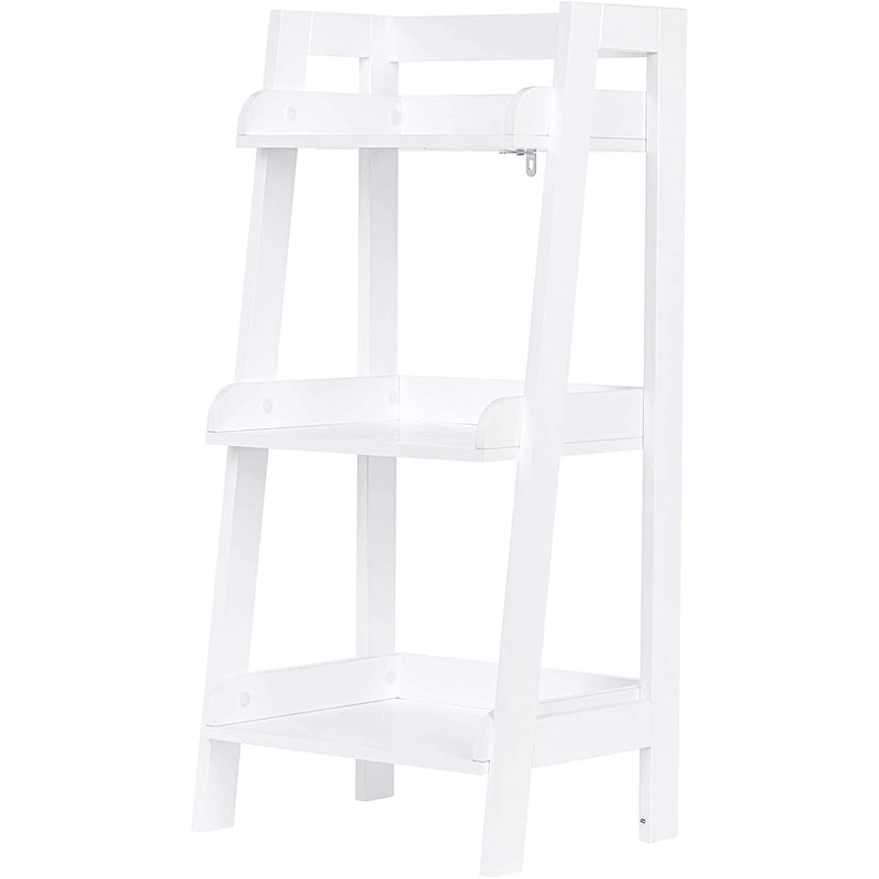 UTEX 3-Tier Ladder Shelf, Bathroom Shelf Freestanding, 3-Shelf Spacesaver Open Wood Shelving Unit, Ladder Shelf (White)
