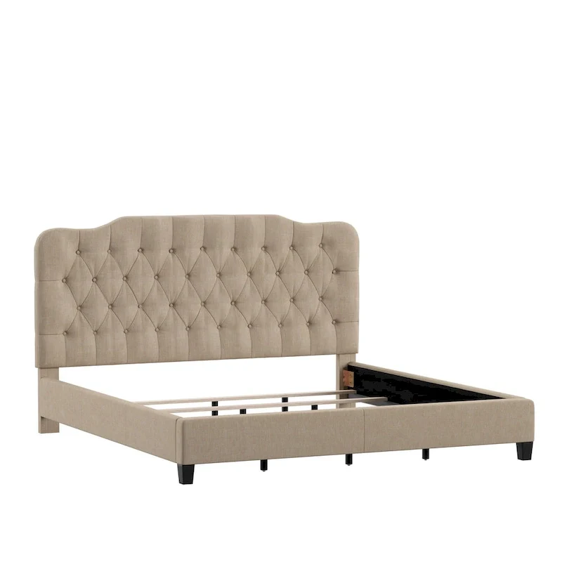 Ginny Adjustable Diamond-tufted Camel Back Bed by iNSPIRE Q Classic