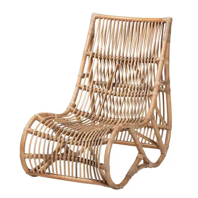 Modern Bohemian Natural Rattan Lounge Chair