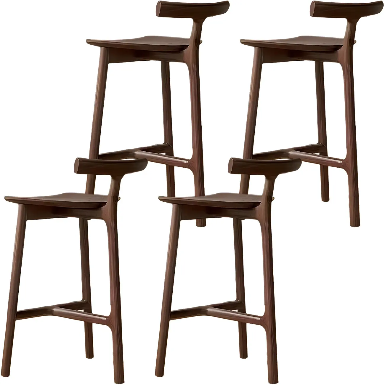 Natural Tripod Ash Wood Fabric Armless Bar Stool