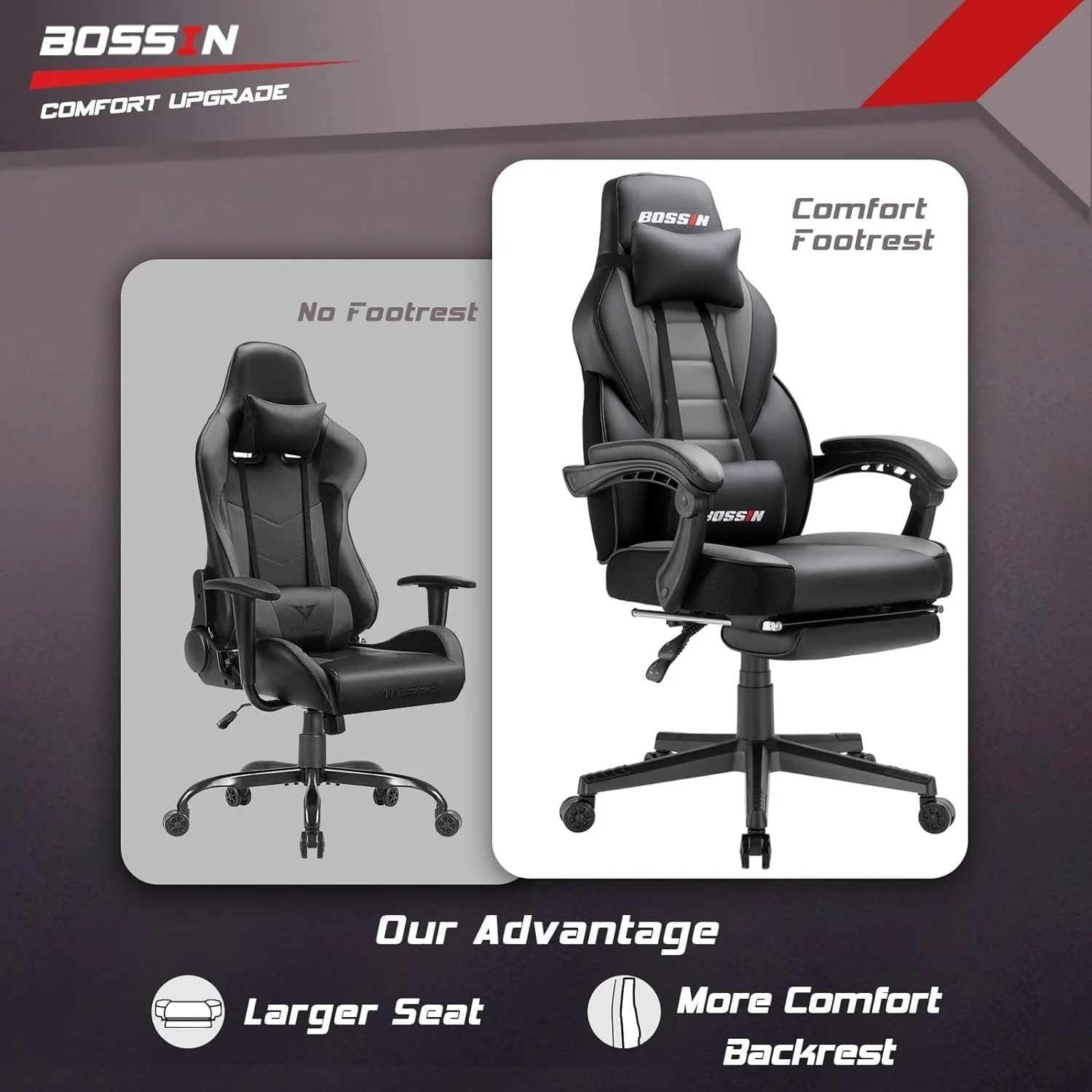 BOSSIN Racing Style Gaming Chair,300 lbs Big and Tall gamer chair High Back Computer Chair