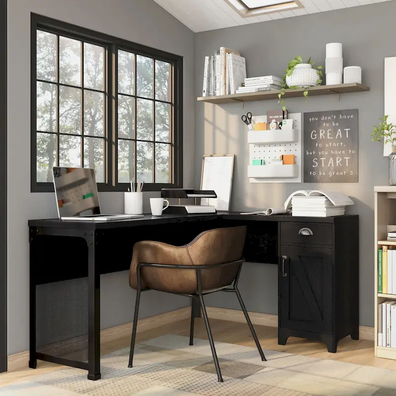 Farmhouse 61-inch L-shape Desk