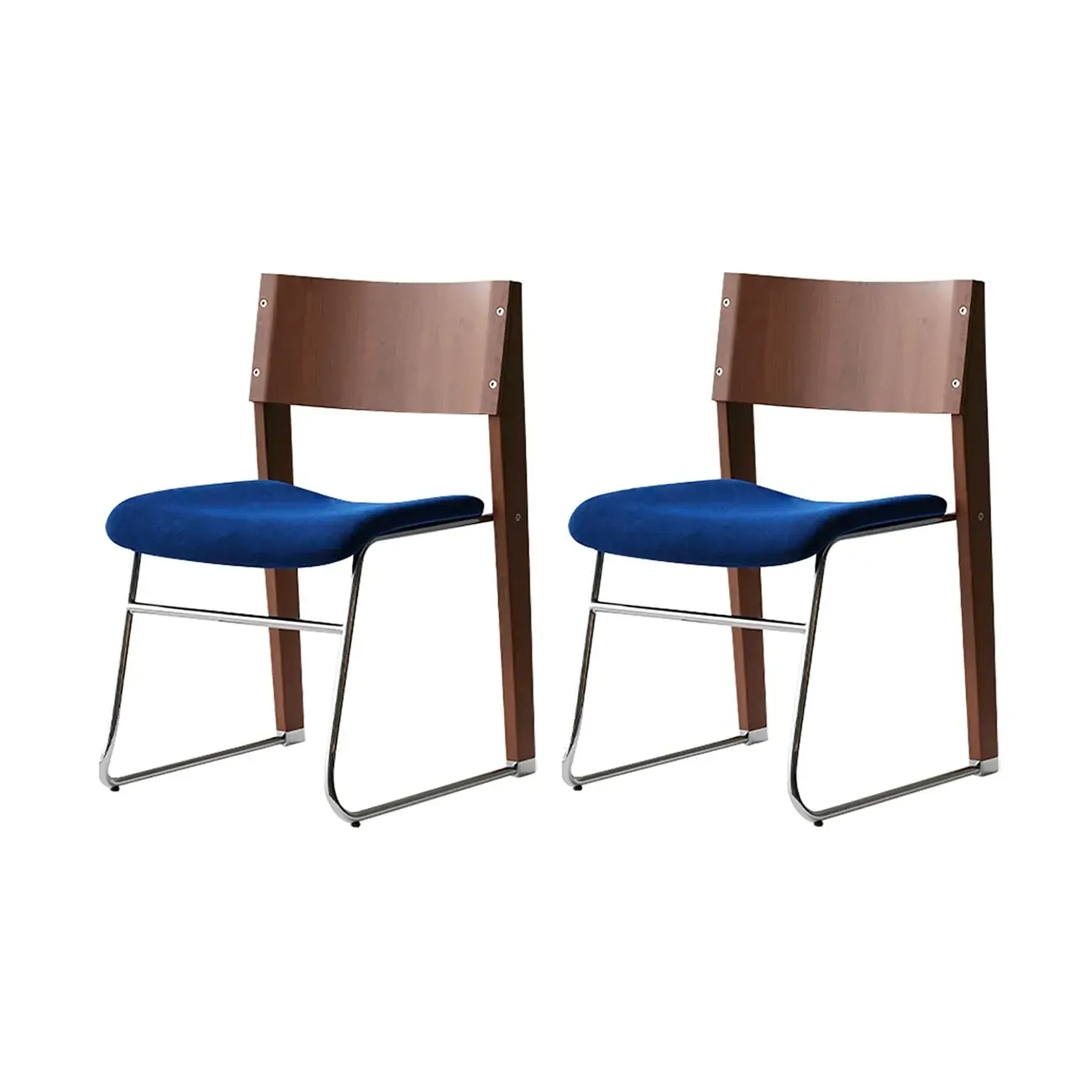 Modern Wood Velvet Open Back Armless Dining Chair Set of 2
