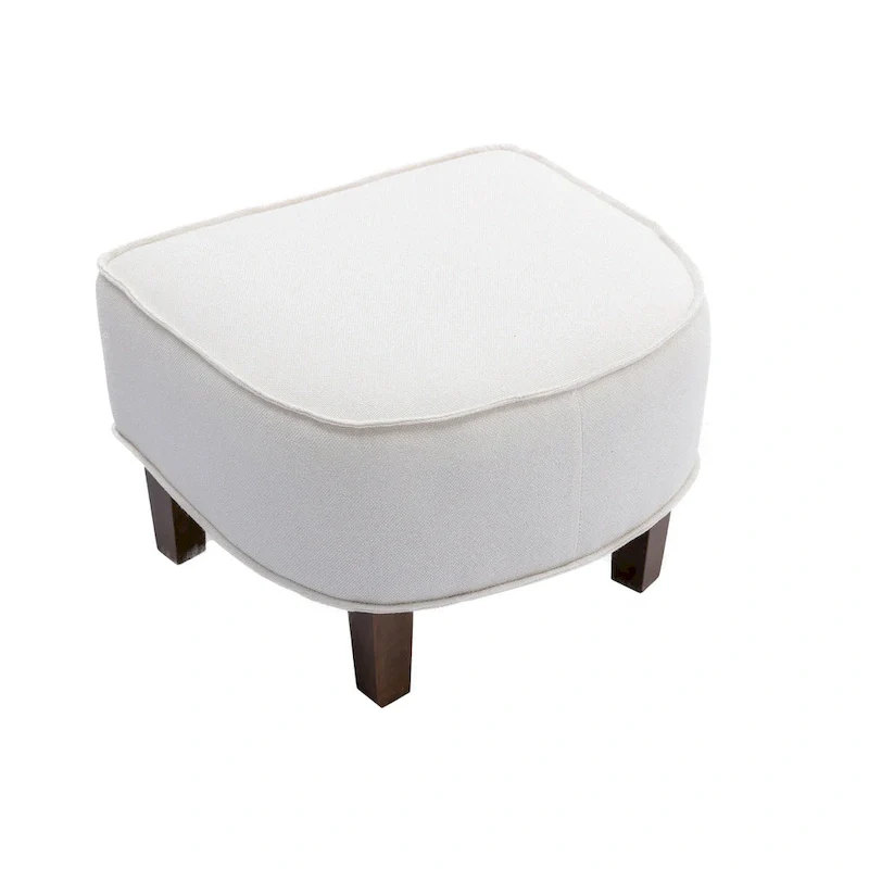 Linen/Polyester Upholstered Mid Century Barrel Chair with Ottoman