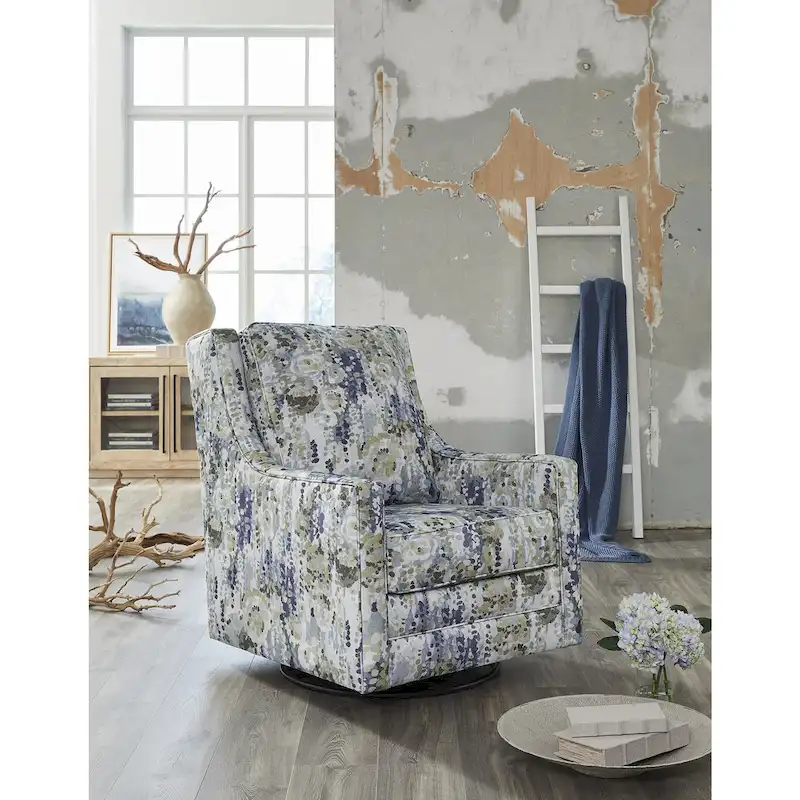 Signature Design by Ashley Dustinford Gray/Green Swivel Glider Accent Chair - 30 W x 39 D x 41 H