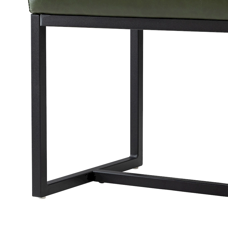 Glitzhome Set of 2 24W Modern PU Leather Button-tufted Ottoman Foot stool