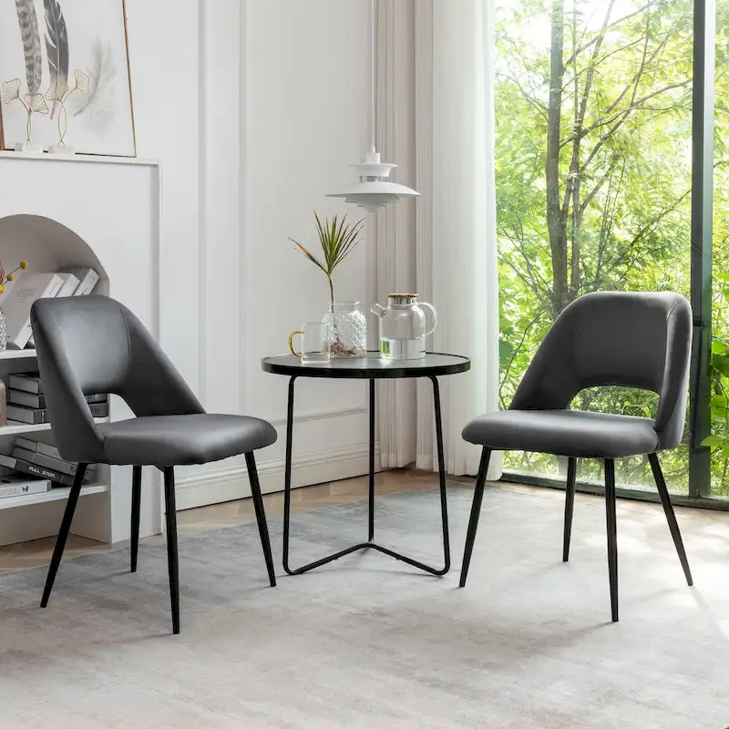 Velvet Dining Chairs with Steel Legs, Set of 2