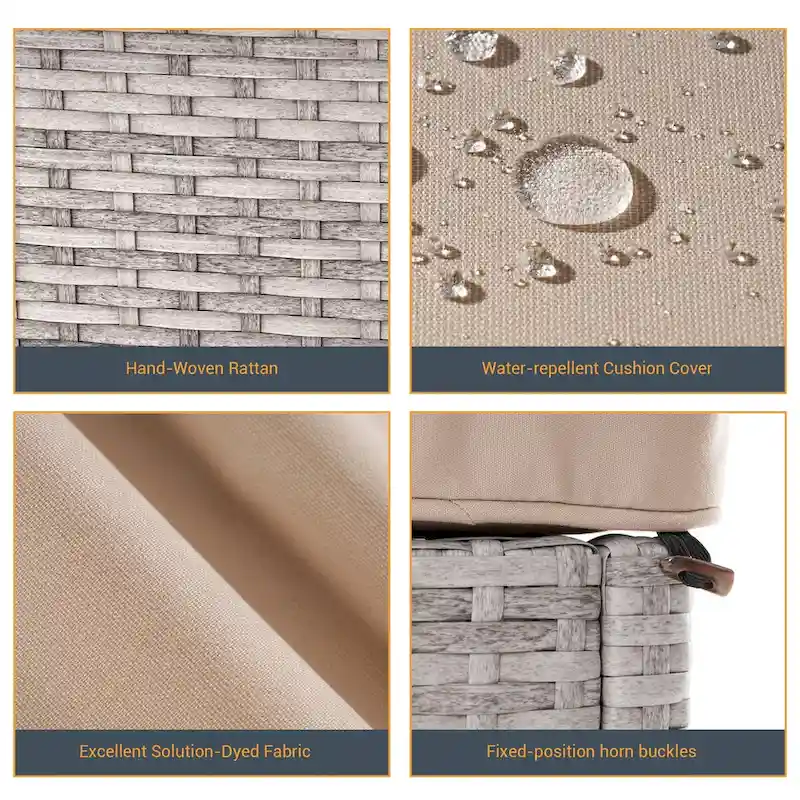 LIVOOSUN Patio Chair Rattan Single Lounge Water-Repellent Cushion