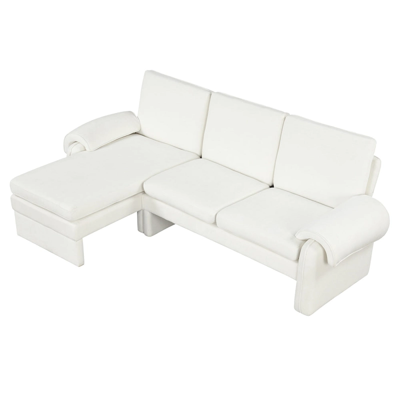 94.1 Chenille L-Shaped Futon Sofa with Adjustable Backrest & Reversible Chaise