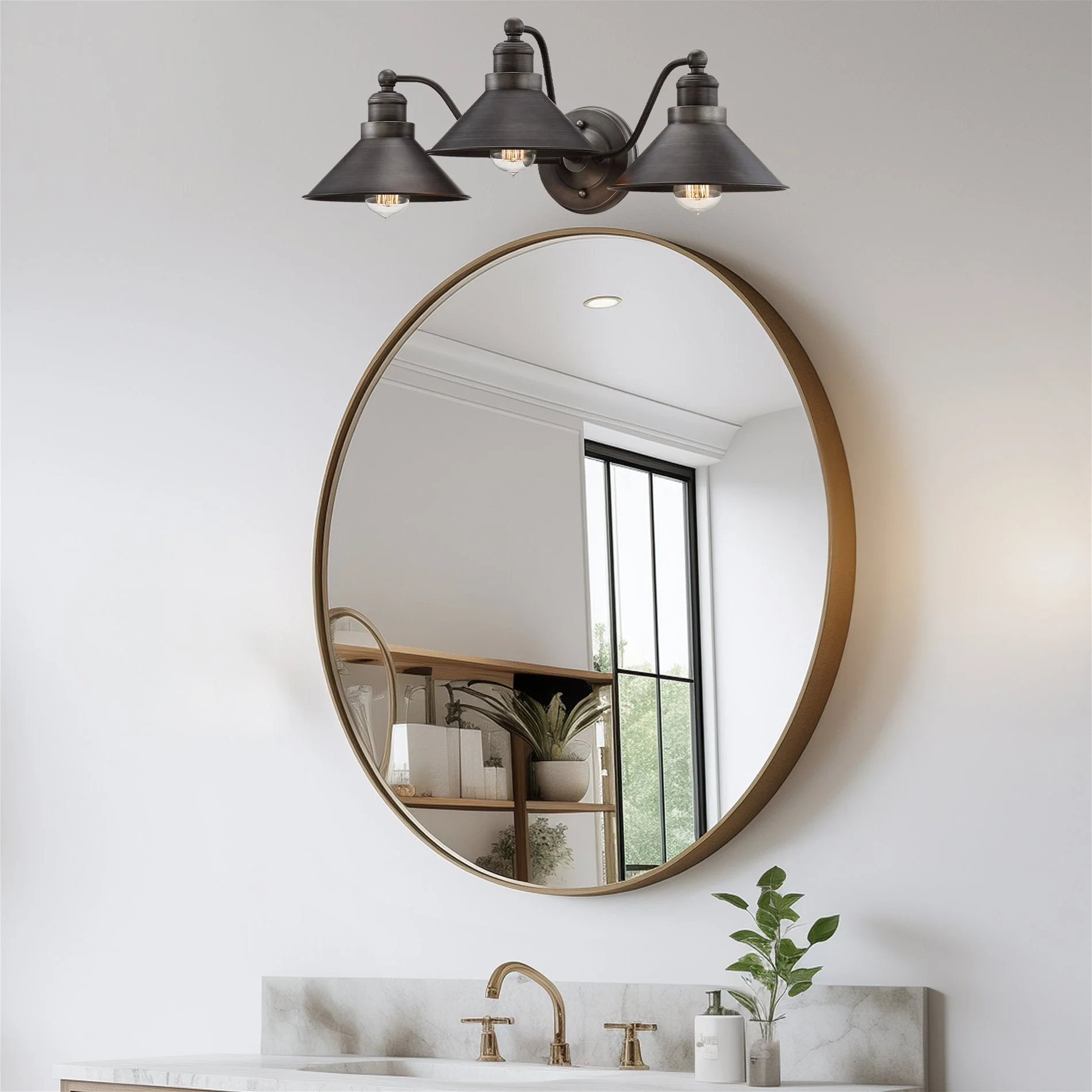 Welton 26 Modern Industrial 3-Light Vanity / Bathroom Light